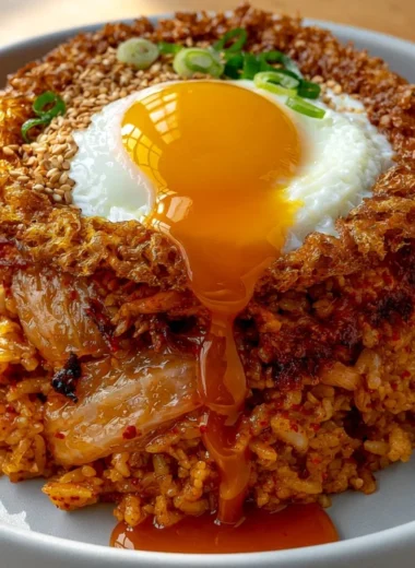 Delicious bowl of homemade fried rice served with vegetables and egg