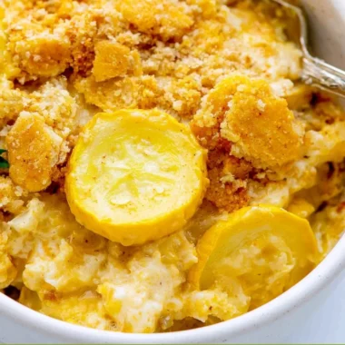 Classic Squash Casserole with cheese and herbs baked to perfection