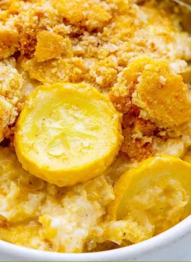 Classic Squash Casserole with cheese and herbs baked to perfection