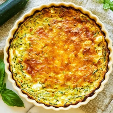 Cottage Cheese Zucchini Quiche baked with fresh ingredients and herbs
