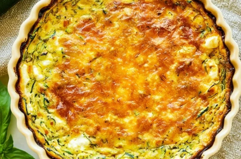 Cottage Cheese Zucchini Quiche baked with fresh ingredients and herbs