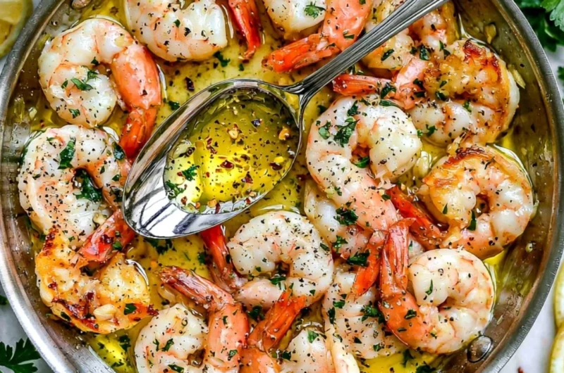 Cozy garlic butter shrimp scampi dish with parsley and lemon garnish