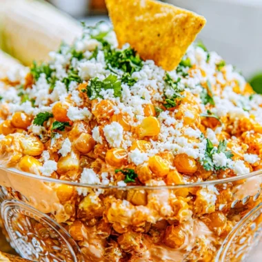 Creamy and flavorful Mexican Street Corn Dip served in a bowl with toppings.