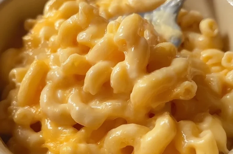 Cozy and creamy microwave macaroni and cheese served in a bowl