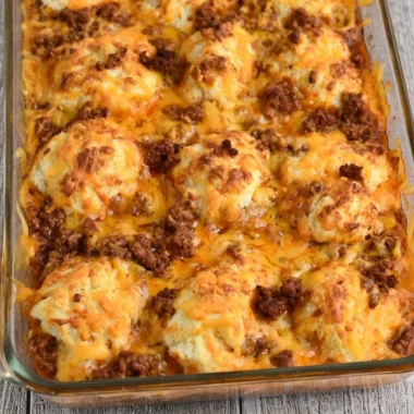Cozy Sloppy Joe Ground Beef Casserole in a baking dish