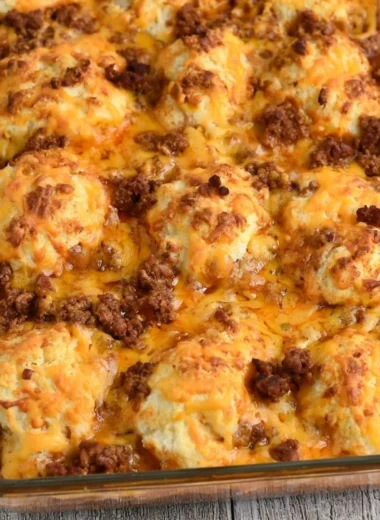 Cozy Sloppy Joe Ground Beef Casserole in a baking dish