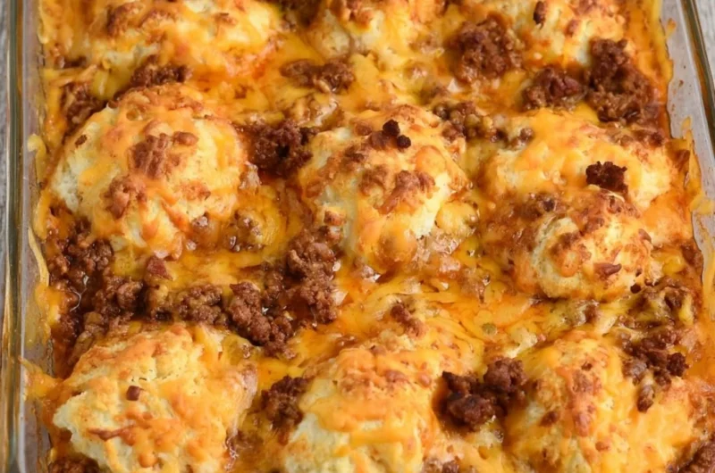 Cozy Sloppy Joe Ground Beef Casserole in a baking dish