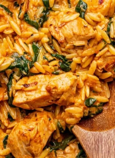 Creamy Cajun Chicken Orzo with spicy chicken and orzo pasta in a bowl