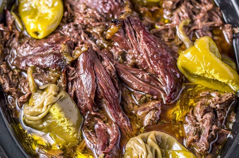 Delicious Crockpot Mississippi Pot Roast with tender beef and savory seasonings