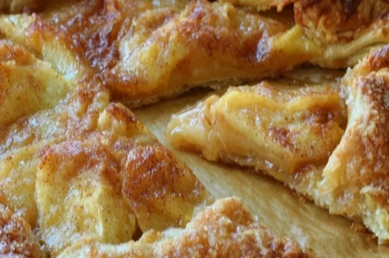 Homemade rustic French apple tart with fresh apples and flaky crust