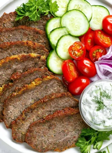 Easy beef and lamb gyros recipe with fresh ingredients and spices.