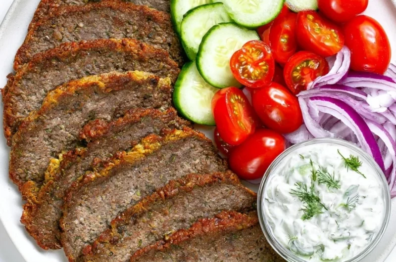 Easy beef and lamb gyros recipe with fresh ingredients and spices.