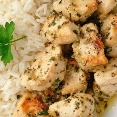 Delicious easy garlic chicken bites served on a plate