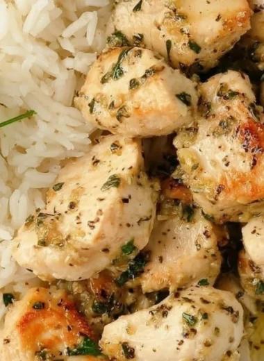 Delicious easy garlic chicken bites served on a plate