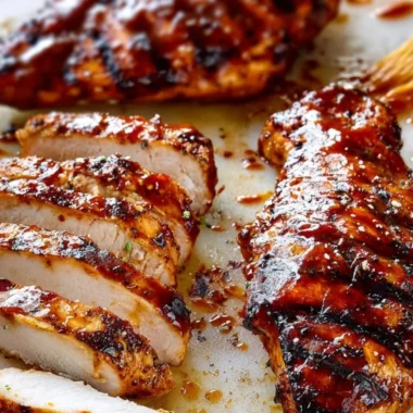 Deliciously grilled BBQ chicken served with barbecue sauce on a plate