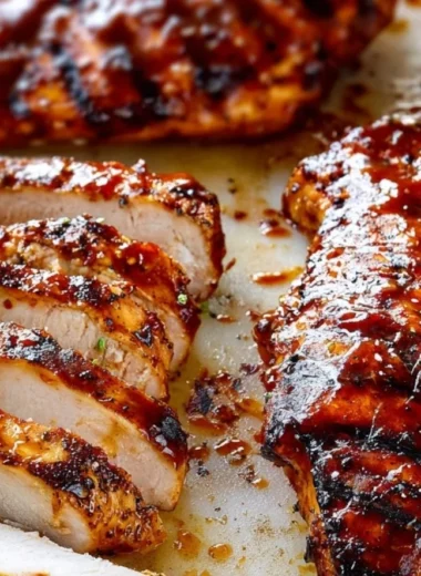 Deliciously grilled BBQ chicken served with barbecue sauce on a plate