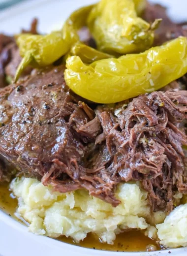 Whole30 Mississippi Pot Roast served with fresh vegetables
