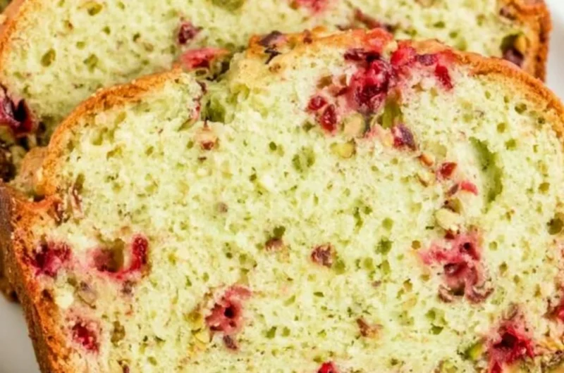 Freshly baked cozy Cranberry Pistachio Bread with nuts and cranberries