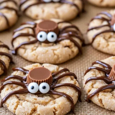 Cozy peanut butter spider cookies decorated for Halloween