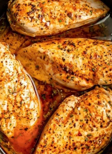 Slow cooker chicken breasts cooked to perfection with herbs and spices