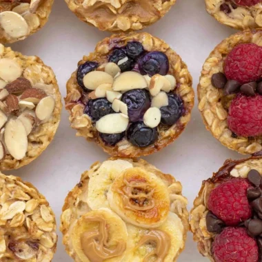 4 Ingredient Baked Oatmeal Cups served in a muffin tin