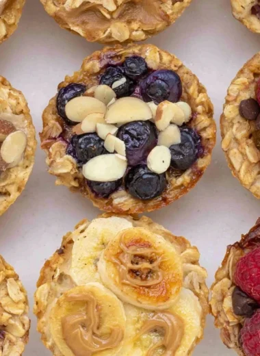 4 Ingredient Baked Oatmeal Cups served in a muffin tin