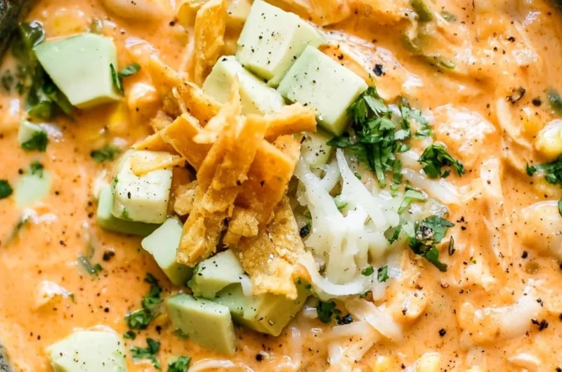 Bowl of award-winning white chicken chili garnished with cilantro and lime.