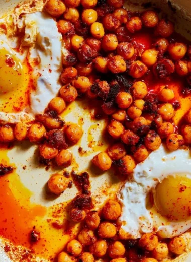 Chickpea fried eggs served on a plate with herbs and spices