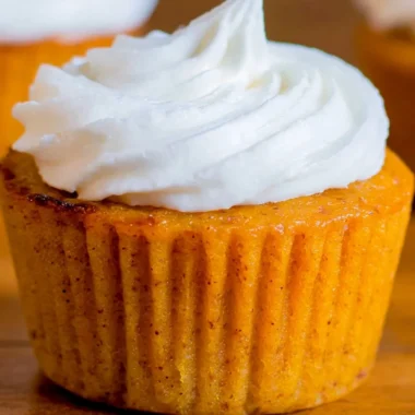 Delicious Impossible Pumpkin Pie Cupcakes with fall decorations