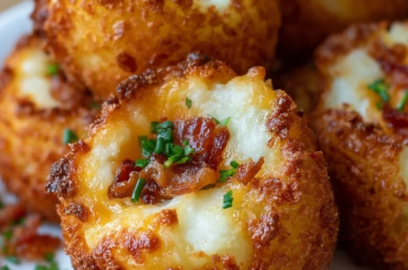 Loaded mashed potato bites topped with cheese and green onions on a plate