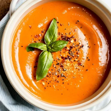 Delicious bowl of Middle-of-Winter Tomato Soup made with canned tomatoes