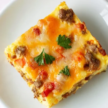 Hearty Overnight Bacon and Sausage Breakfast Casserole for holiday breakfast