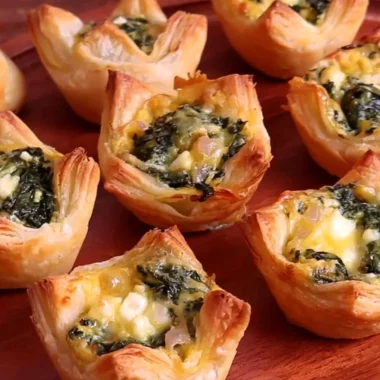 Delicious homemade Spinach Puffs filled with creamy spinach and cheese.