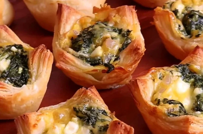 Delicious homemade Spinach Puffs filled with creamy spinach and cheese.